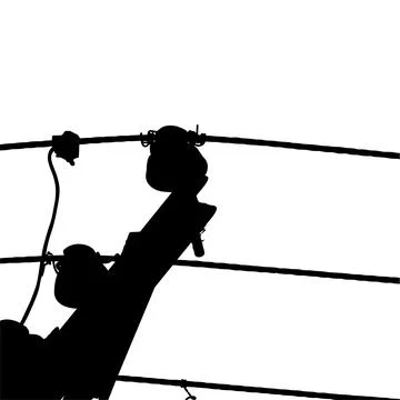 Electrical Wire on the Tower Silhouette. Vector Illustration Stock Illustration