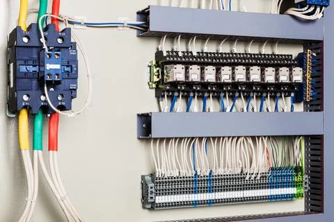 Electrical wires and switch Stock Photos