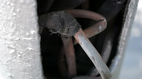 Electrical wires are dangerously entangled with each other. Bad electrician Stock Footage 139687635