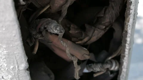Electrical wires are dangerously entangled with each other. Bad electrician Video stock 139687917