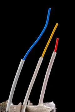 Electrical wires in the heating device. Electrically conductive cable. Stock Photos