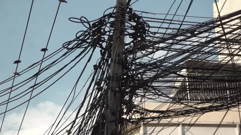 Electrical wires , A large number of electrical wires. Stock Footage 308216944