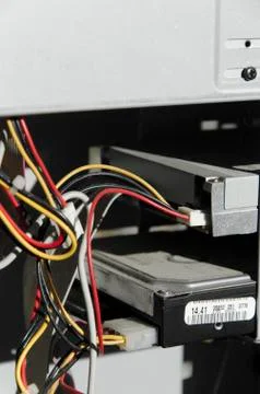 Electrical wires of an old computer Foto stock