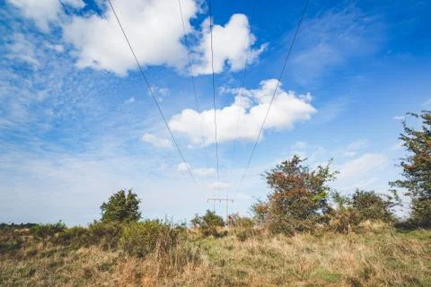 Electrical wires on a pylon Stock Photos
