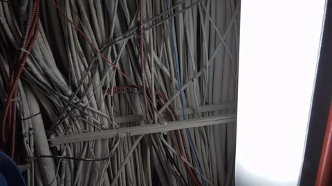 Electrical Wiring on the Ceiling Stock Footage 92742333