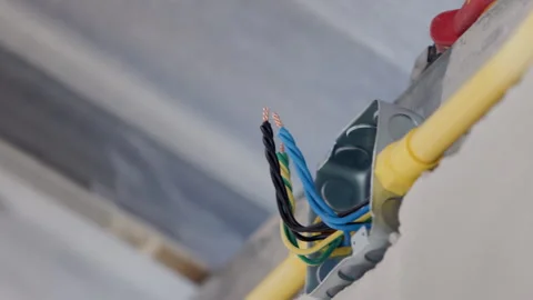Electrical wiring colours in order to ensure safety electrical wiring. Stock Footage 301683358