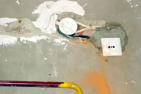 Electrical Wiring Installation With Junction Box and Surface Socket Stock Photos