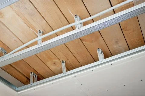 Electrical wiring installed in the ceiling Stock Photos