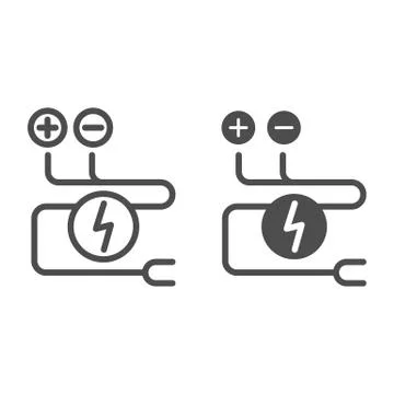 Electrical wiring line and glyph icon. Cable vector illustration isolated on Stock Illustration