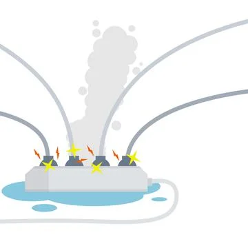 Electrical wiring. Socket with sparks and lightning. Stock Illustration