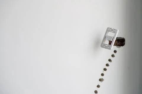 Electrical Wiring under plaster, hidden installation cables for socket to a.. Stock Photos