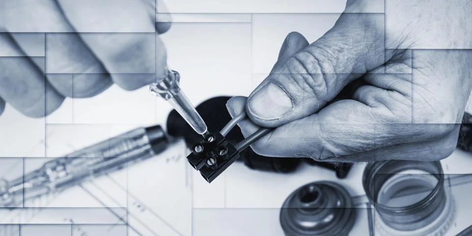 Electrical work, geometric pattern Stock Photos