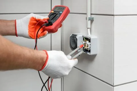 Electrical work indoors. Stock Photos