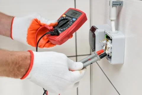 Electrical work indoors. Stock Photos