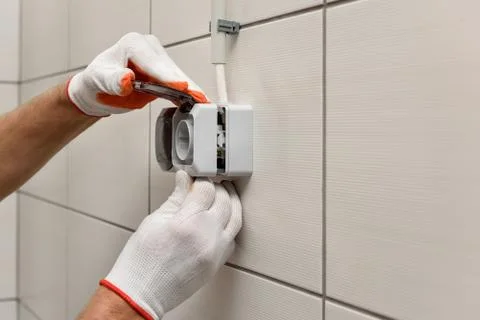 Electrical work indoors. Stock Photos