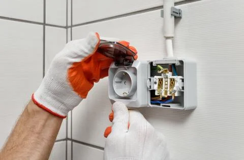 Electrical work indoors. Stock Photos