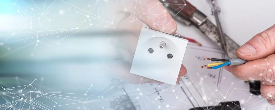 Electrical work, light effect Stock Photos