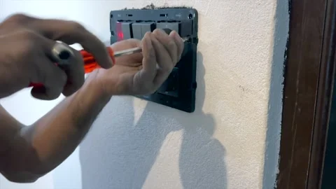 Electrical work in newly constructed house Stock Footage 320214945