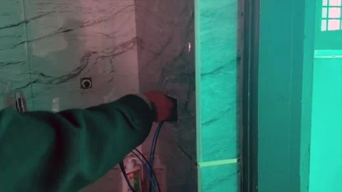 Electrical work in newly constructed house Stock Footage 320214990
