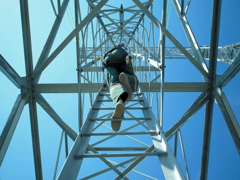 Electrical worker on substation Stock Footage 81144112