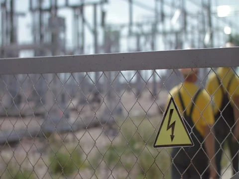 Electrical worker on substation Stock Footage 81146556