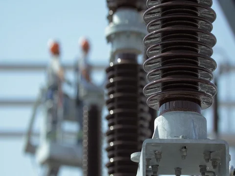 Electrical worker on substation Stock Footage 81147940