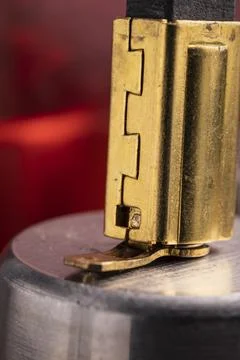 Electrically conductive graphite brush of a motor Stock Photos
