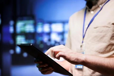 Electrician between supercomputers 스톡 사진