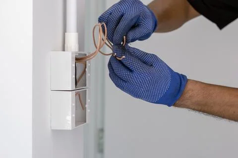 Electrician in the building Stock Photos