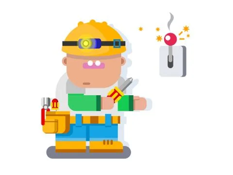 Electrician character flat design Stock Illustration
