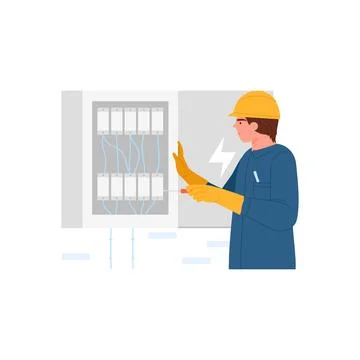 Electrician checking electricity Stock Illustration