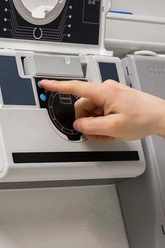 Electrician Checking Smoke Sensor at Fire Pannel In Datacenter Stock Photos