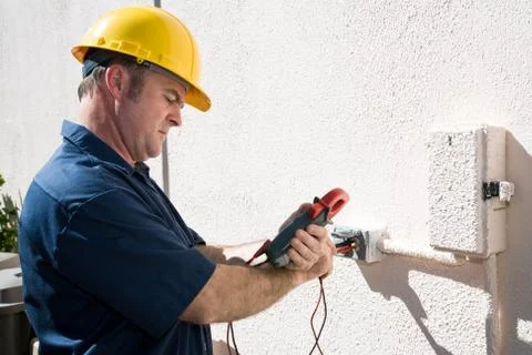 Electrician Checking Voltage Stock Photos