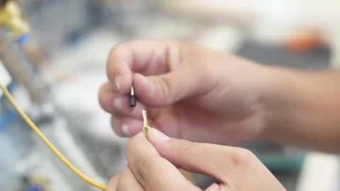 Electrician connecting earth cable Video stock 79836491