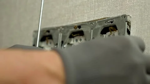 Electrician connecting the socket, close-up Stock Footage 267005085