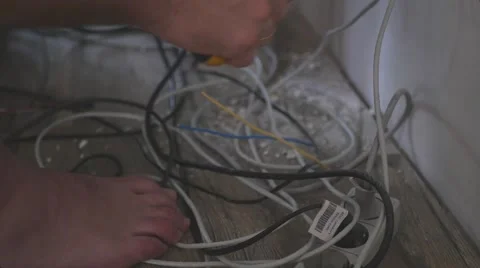 Electrician cut the wire Stock Footage 68934912