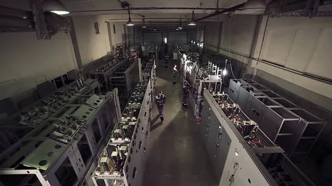 Electrician on the factory during work. 스톡 동영상 77108629