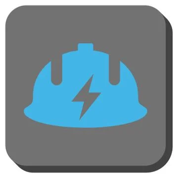 Electrician Helmet Rounded Square Button Stock Illustration