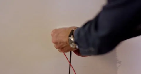 Electrician Installing Power Socket on Wall, Home Interior, Close Up Shot Video stock 341327112