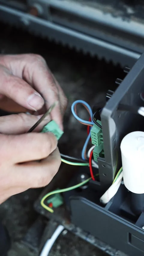 Electrician installs wiring using Connectors for connecting wires Stock Footage 274530357