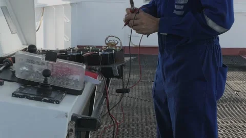 Electrician Maintenance on the Bridge Stock Footage 222284013