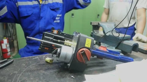 Electrician Maintenance Inside Workshop Stock Footage 222283819