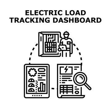 Electrician managing power tracking system dashboard Stock Illustration