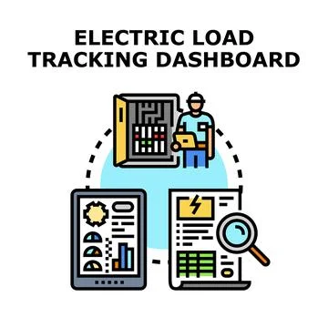 Electrician managing power tracking system dashboard Stock Illustration