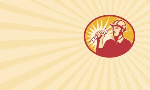 Electrician power line worker lightning bolt Stock Illustration