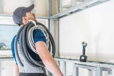 Electrician Ready For Work. Stock Photos