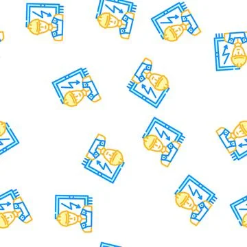 Electrician repairman vector seamless pattern Stock Illustration