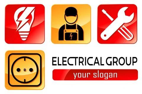 Electrician, socket, lightbulb, tool - logo design Stock Illustration