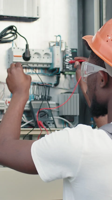 Electrician Testing Electrical Panel Stock Footage 317416466