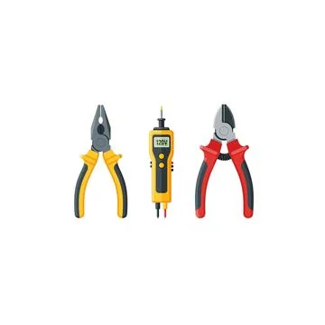 Electrician tools set - pliers, multimeter, wiring, repair, home improvement Stock Illustration